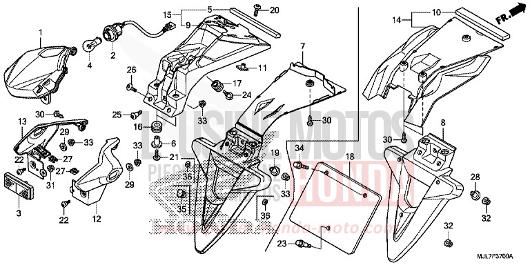 FEU ARRIERE de Integra 750 MAT GUNPOWDER BLACK METALLIC (NH436) de 2014